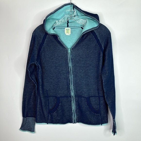 Title Nine Blue Full Zip Hooded Shirt Size Small - Picture 1 of 8